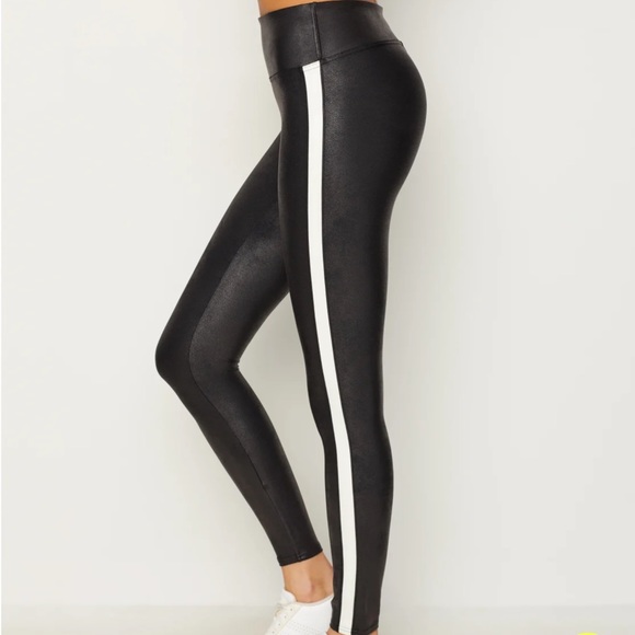 SPANX Pants - NWT SPANX 3X Faux Leather Leggings for Women Tummy Control with Side Stripe